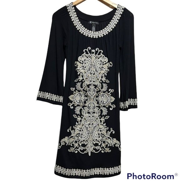 INC International Concepts Embroidered Black Dress Size Small - Picture 1 of 11